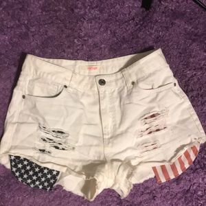 White jean America shorts